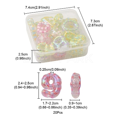 20Pcs UV Plating Transparent Acrylic Beads OACR-YW0001-58-1