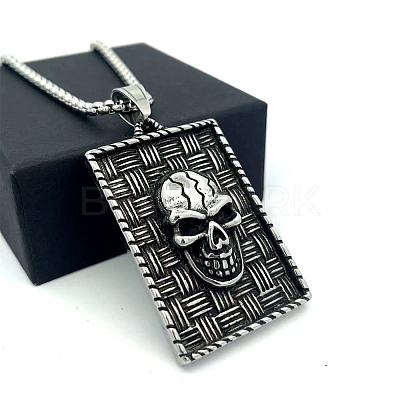 Vintage Punk 304 Stainless Stee Skull Medal Pendant Necklaces for Men TO1001-1