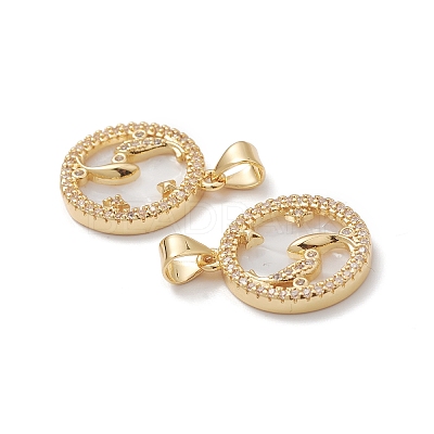 Rack Plating Brass Shell Pendants KK-D087-25G-04-1
