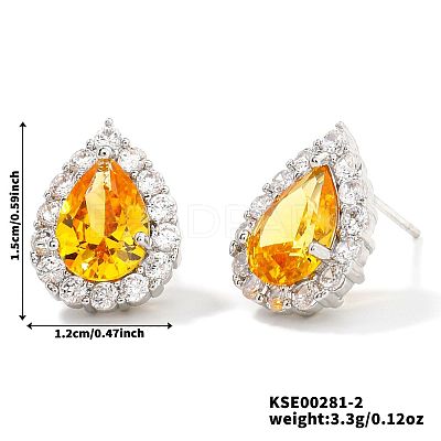 Brass Teardrop Stud Earrings UI2850-2-1