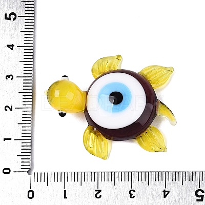 Handmade Lampwork Turtle with Evil Eye Figurine Display Decorations LAMP-N034-25E-1