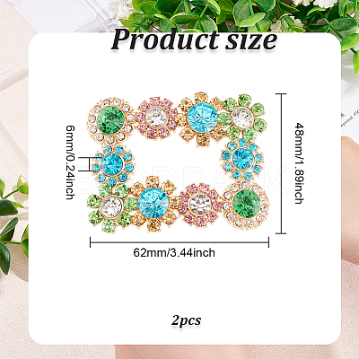 2Pcs Alloy Rhinestone Flower Shoe Decorations FIND-FG0002-40B-1