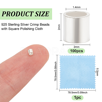 100Pcs 925 Sterling Silver Crimp Beads STER-BC0001-87-1