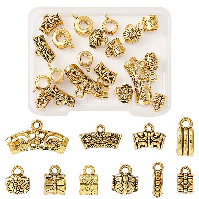 20Pcs 10 Style Tibetan Style Alloy Tube Bails FIND-YW0003-69-1