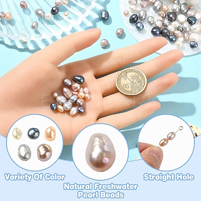 40Pcs 4 Colors Dyed Natural Cultured Freshwater Pearl Beads PEAR-YW001-03-1
