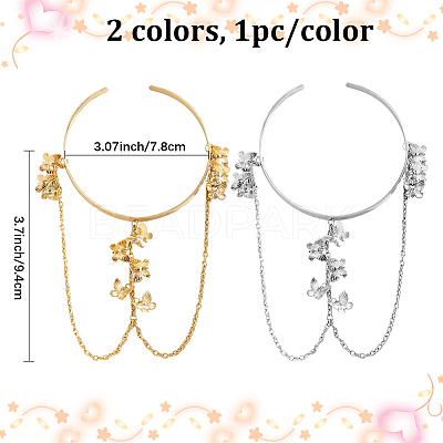 2Pcs 2 Colors Iron and Brass Upper Arm Bangles BJEW-CY0001-11A-1