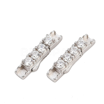 925 Sterling Silver Micro Pave Clear Cubic Zirconia Bayonet Clasps STER-C016-01B-P-1