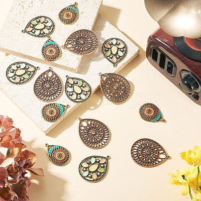 15Pcs 3 Styles Alloy Enamel Pendants ENAM-TA0003-69-1