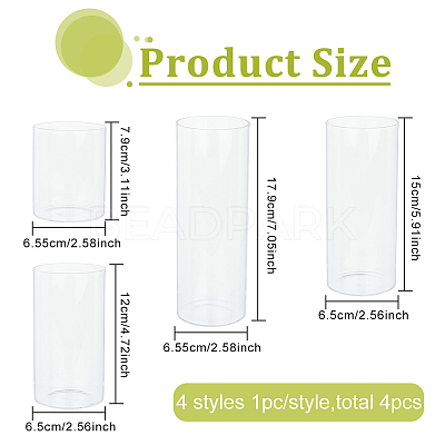 4Pcs 4 Styles Column Glass Vase Ornaments GLAA-BC0001-23-1