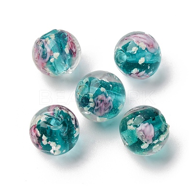 Luminous Handmade Glod Sand Lampwork Beads Strands LAMP-B028-03P-10mm-1