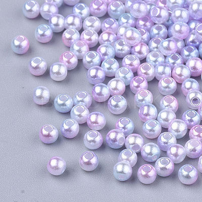 Rainbow ABS Plastic Imitation Pearl Beads OACR-Q174-10mm-01-1