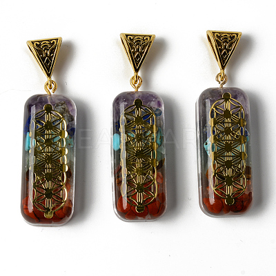 Rectangle Epoxy Resin Big Pendants G-R478-18A-1