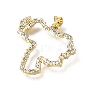 Brass Micro Pave Clear Cubic Zirconia Pendants CU-E002-04B-G-1