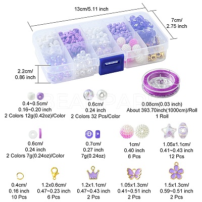 DIY Round Acrylic & Glass Beads Bracelets Jewelry Kits DIY-FS0006-29C-1