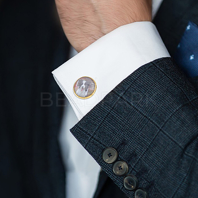 DIY Blank Dome Brass Cufflink Making Kits BUTT-DC0001-14-1