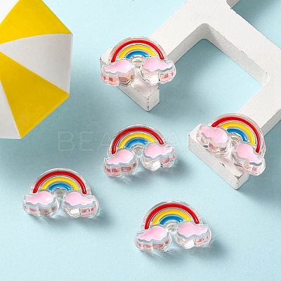5Pcs Transparent Acrylic Enamel Beads OACR-YW0001-31A-1