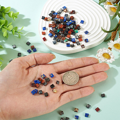 175Pcs 5 Colors 2-Hole Opaque Glass Seed Beads SEED-PJ0001-04A-1