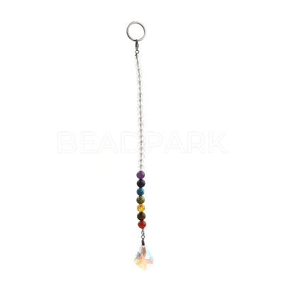 Chakra Leaf Crystal Suncatcher Dowsing Pendulum Pendants PALLOY-JF00460-01-1