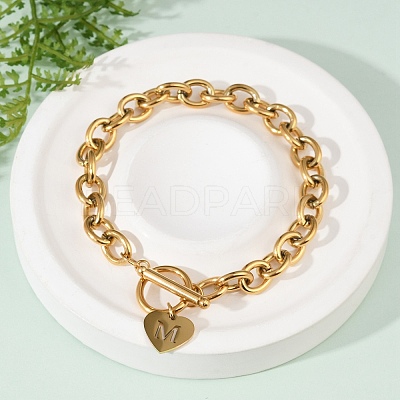 Golden 304 Stainless Steel Charm Bracelets NJEW-K284-01G-M-1