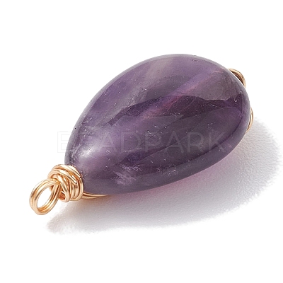 Natural Mixed Stone Copper Wire Wrapped Pendants PALLOY-JF02618-1