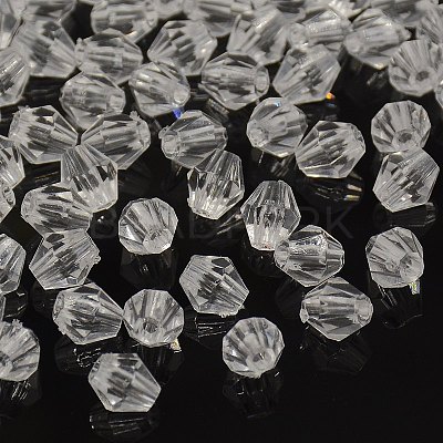 Faceted Bicone Transparent Acrylic Beads DBB6mm01-1