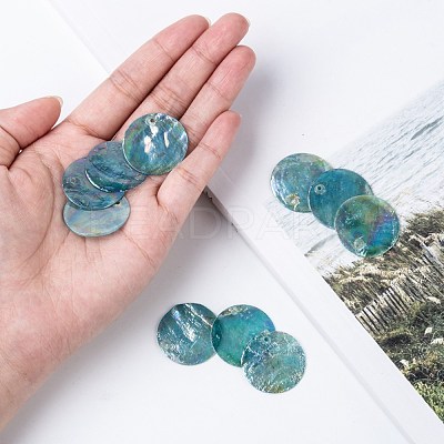 AB Color Plated Capiz Shell Pendants X-SSHEL-T008-01A-1
