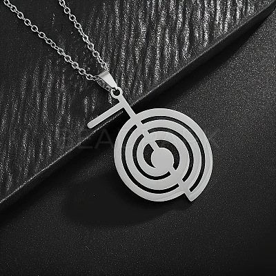 304 Stainless Steel Reiki Spiral Symbol Pendant Cable Chain Necklaces FS-WG85938-01-1