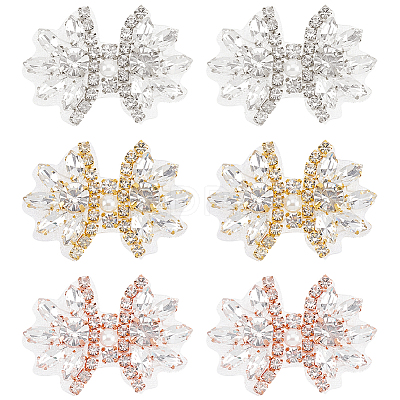 6Pcs 3 Style Glitter Hotfix Rhinestone Iron on Patches(Hot Melt Adhesive On The Back) AJEW-FG0003-69-1