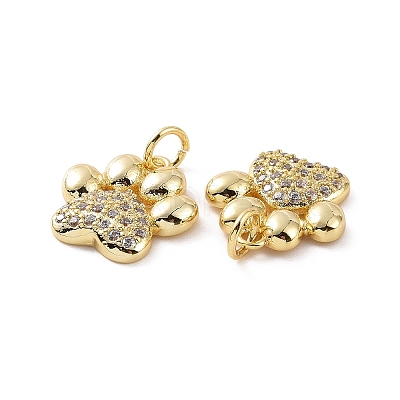 Rack Plating Brass Micro Pave Cubic Zirconia Charms X-KK-C008-36G-1