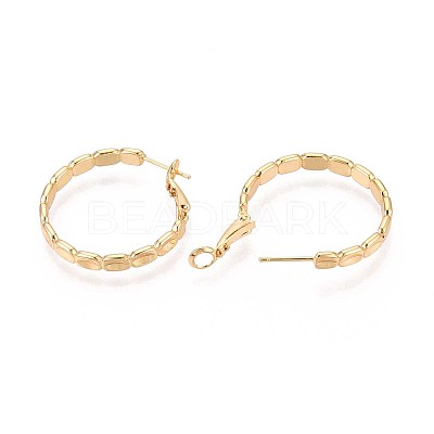 Oval Brass Hoop Earrings EJEW-T047-97G-1