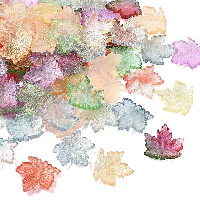 90Pcs 9 Colors Baking Paint Transparent Glass Pendants DGLA-CJ0001-05-1