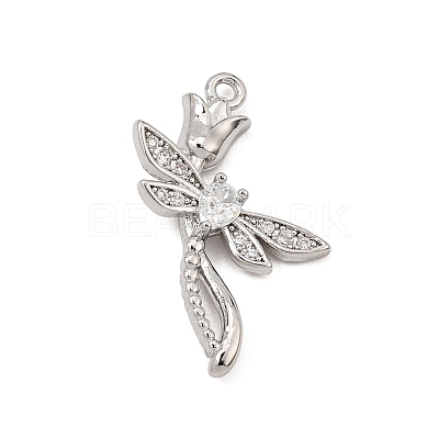 Brass Micro Pave Clear Cubic Zirconia Pendants CU-CBA3D76-04P-1