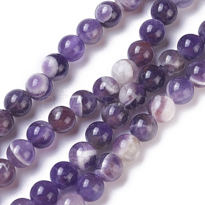 Natural Chevron Amethyst Beads Strands G-I222-6mm-01-1