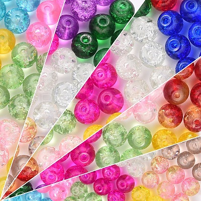 Spray Painted Crackle Glass Beads CCG-YW0001-02-8mm-1