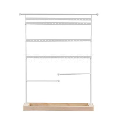 Iron Jewelry Display Stand with Wood Tray AJEW-Z032-01B-1