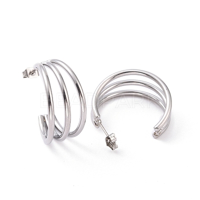 Non-Tarnish 304 Stainless Steel C-shape Stud Earrings EJEW-G298-13B-P-1