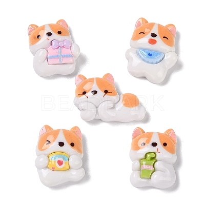 Opaque Resin Puppy Cabochons X-RESI-K027-32-1