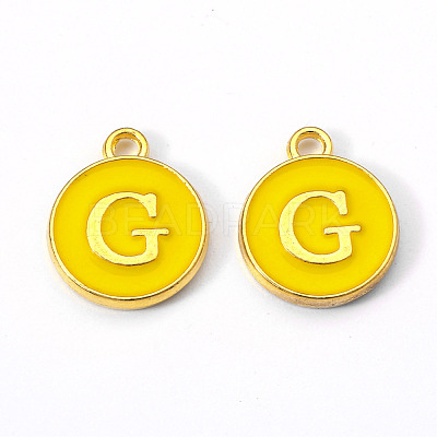 Golden Plated Alloy Enamel Charms ENAM-S118-09G-1