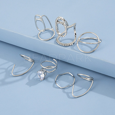 7Pcs Alloy AFingernail Rings RJEW-D114-01P-1
