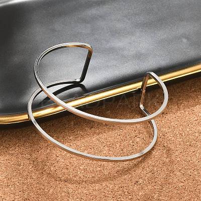 Non-Tarnish 304 Stainless Steel Hollow Open Cuff Bangles for Women LS-BJEW-S155-04P-1