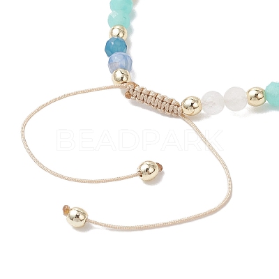 Natural Amethyst & Rainbow Moonstone & Amazonite & Cultured Freshwater Pearl Beads Braided Bead Bracelets for Women BJEW-JB12666-02-1