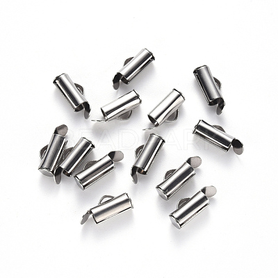Non-Tarnish 304 Stainless Steel Slide On End Clasp Tubes X-STAS-S115-01C-P-1