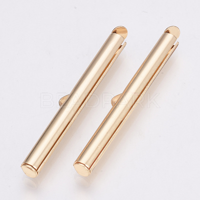 Brass Slide On End Clasp Tubes X-KK-Q747-11I-KC-1