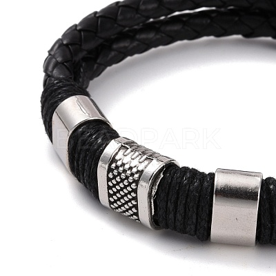 Retro Leather Braided Cord Bracelet for Men BJEW-A039-01B-1
