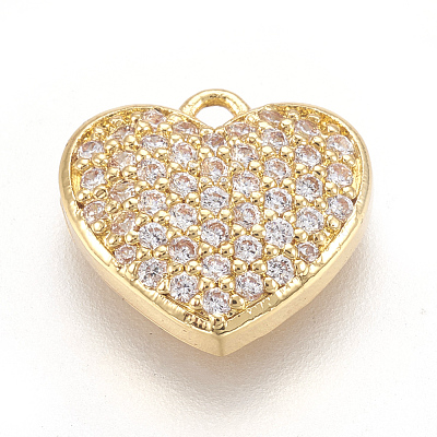 Brass Micro Pave Cubic Zirconia Charms KK-O112-08G-1