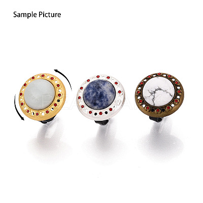Adjustable Alloy & Iron & Rhinestone Bezel Cup Ring Base with Rotatable Tray MAK-T012-10S-1