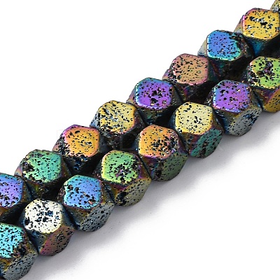 Electroplated Natural Lava Rock Beads Strands G-A256-C01-01G-1