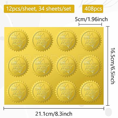 34 Sheets Self Adhesive Gold Foil Embossed Stickers DIY-WH0509-072-1