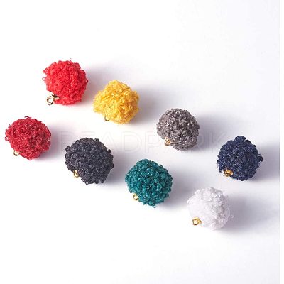Handmade Cloth Fabric Covered Pendants WOVE-PH0001-13G-1