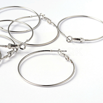 Platinum Color Brass Hoop Earrings X-EC108-3NF-1